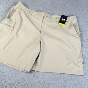 Under Armour Cargo Shorts Mens 42 Khaki Hybrid Performance Stretch Fish Hunter